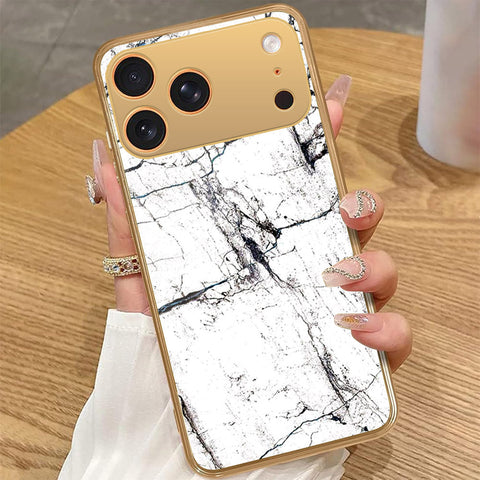iPhone 17 Pro Max - White Marble Series 2 - HQ Premium Shine Durable Golden Electroplate Case
