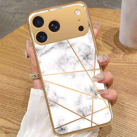 iPhone 17 Pro Max - White Marble Series 2 - HQ Premium Shine Durable Golden Electroplate Case