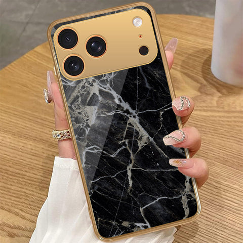iPhone 17 Pro Max - Black Marble Series - HQ Premium Shine Durable Golden Electroplate Case