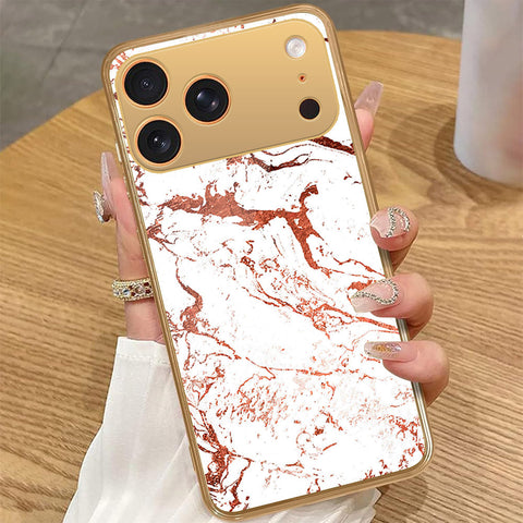 iPhone 17 Pro Max - White Marble Series 2 - HQ Premium Shine Durable Golden Electroplate Case