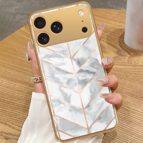 iPhone 17 Pro Max - White Marble Series 2 - HQ Premium Shine Durable Golden Electroplate Case