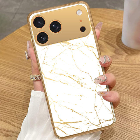 iPhone 17 Pro Max - White Marble Series 2 - HQ Premium Shine Durable Golden Electroplate Case