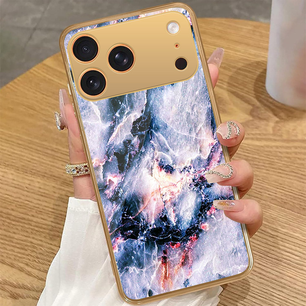 iPhone 17 Pro Max - Colorful Marble Series - HQ Premium Shine Durable Golden Electroplate Case