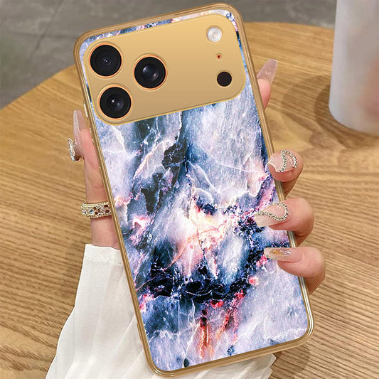 iPhone 17 Pro Max - Colorful Marble Series - HQ Premium Shine Durable Golden Electroplate Case