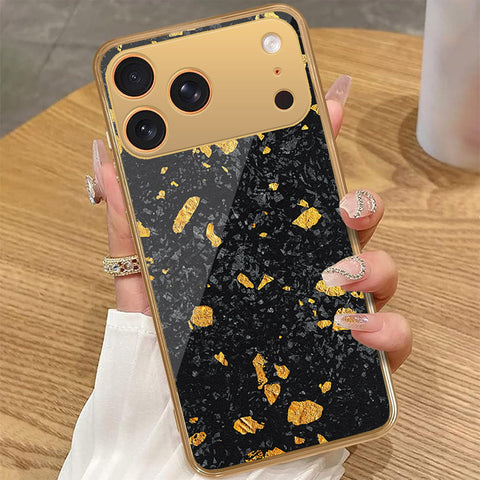 iPhone 17 Pro Max - Black Marble Series - HQ Premium Shine Durable Golden Electroplate Case