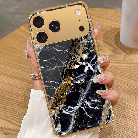 iPhone 17 Pro Max - Black Marble Series - HQ Premium Shine Durable Golden Electroplate Case