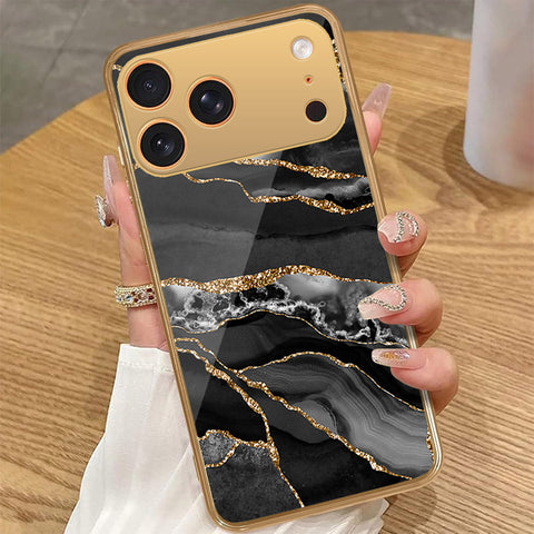 iPhone 17 Pro Max - Black Marble Series - HQ Premium Shine Durable Golden Electroplate Case