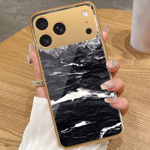 iPhone 17 Pro Max - Black Marble Series - HQ Premium Shine Durable Golden Electroplate Case