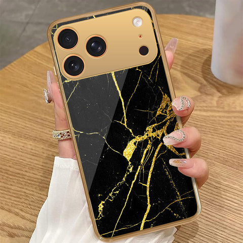 iPhone 17 Pro Max - Black Marble Series - HQ Premium Shine Durable Golden Electroplate Case