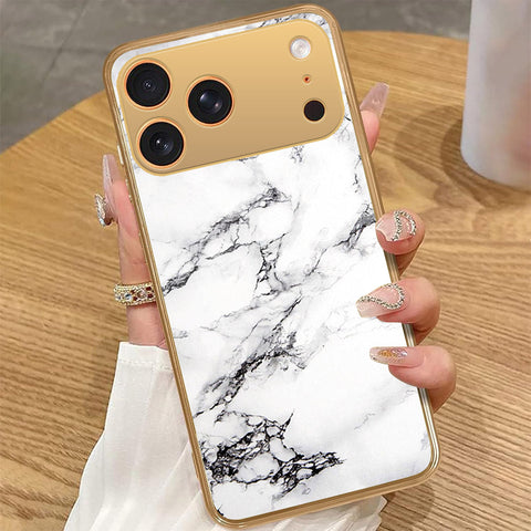 iPhone 17 Pro Max - White Marble Series - HQ Premium Shine Durable Golden Electroplate Case