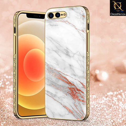 iPhone 8 Plus / 7 Plus Cover - White Marble Series - Premium Electroplated Shutterproof Case Soft Silicon Borders Case