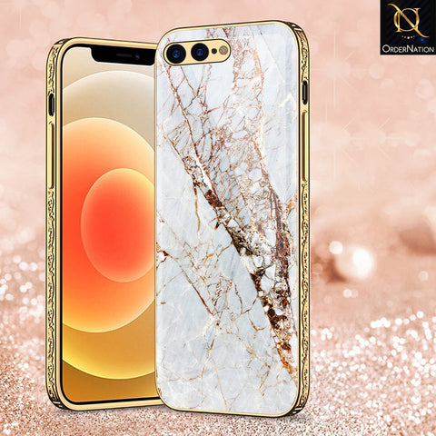 iPhone 8 Plus / 7 Plus Cover - White Marble Series - Premium Electroplated Shutterproof Case Soft Silicon Borders Case