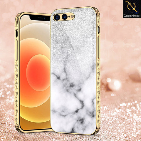 iPhone 8 Plus / 7 Plus Cover - White Marble Series - Premium Electroplated Shutterproof Case Soft Silicon Borders Case