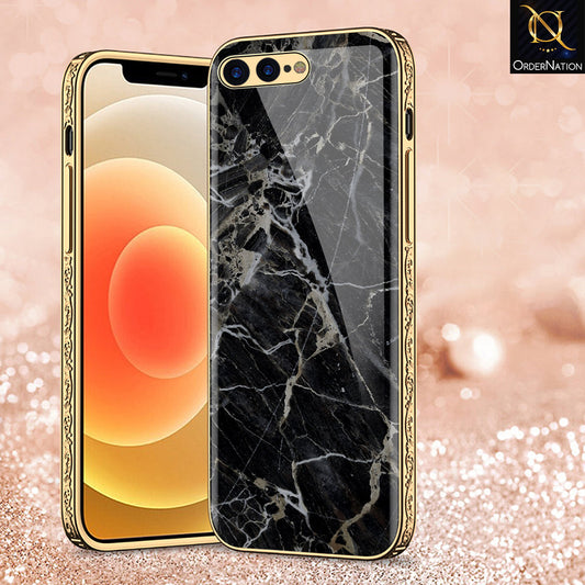 iPhone 8 Plus / 7 Plus Cover - Black Marble Series - Premium Electroplated Shutterproof Case Soft Silicon Borders Case