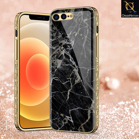 iPhone 8 Plus / 7 Plus Cover - Black Marble Series - Premium Electroplated Shutterproof Case Soft Silicon Borders Case