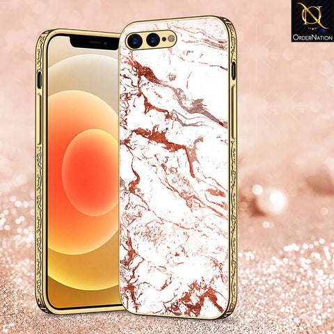 iPhone 8 Plus / 7 Plus Cover - White Marble Series 2 - Premium Electroplated Shutterproof Case Soft Silicon Borders Case