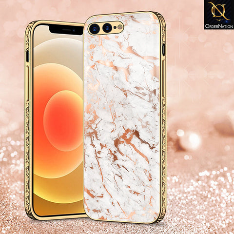 iPhone 8 Plus / 7 Plus Cover - White Marble Series 2 - Premium Electroplated Shutterproof Case Soft Silicon Borders Case