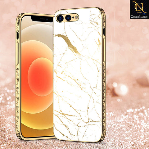 iPhone 8 Plus / 7 Plus Cover - White Marble Series 2 - Premium Electroplated Shutterproof Case Soft Silicon Borders Case