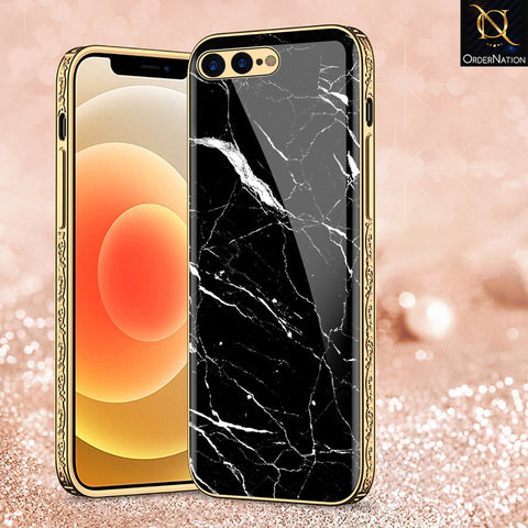 iPhone 8 Plus / 7 Plus Cover - Black Marble Series - Premium Electroplated Shutterproof Case Soft Silicon Borders Case