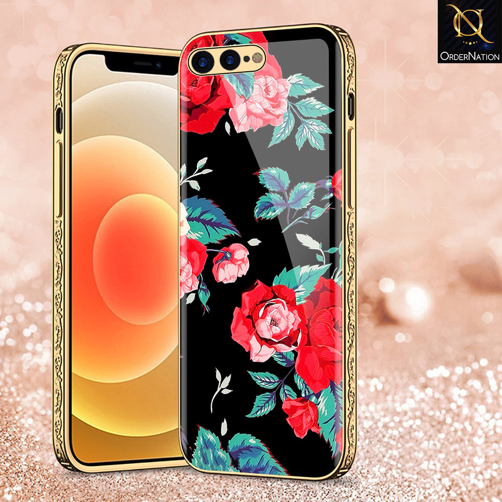 iPhone 8 Plus / 7 Plus Cover - Floral Series - Premium Electroplated Shutterproof Case Soft Silicon Borders Case (Fast Delivery)(AH)