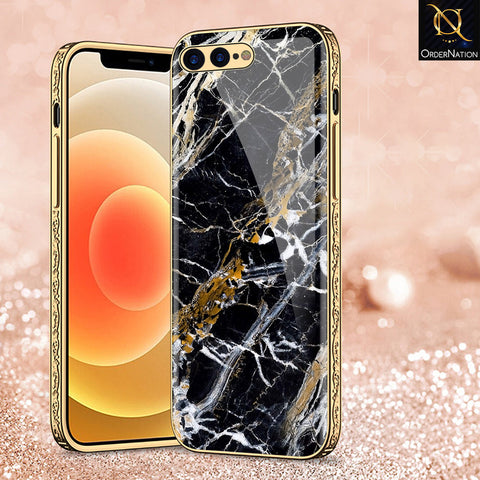 iPhone 8 Plus / 7 Plus Cover - Black Marble Series - Premium Electroplated Shutterproof Case Soft Silicon Borders Case