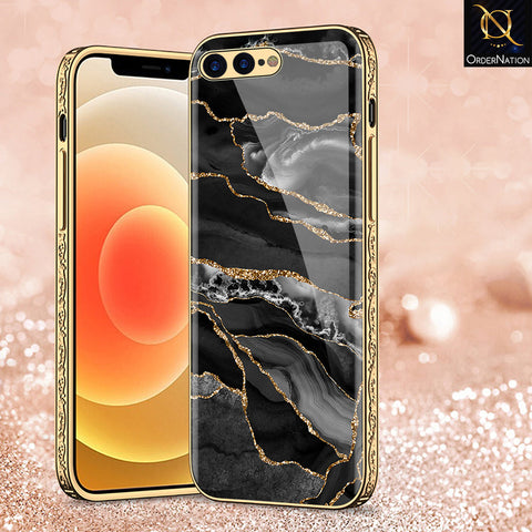 iPhone 8 Plus / 7 Plus Cover - Black Marble Series - Premium Electroplated Shutterproof Case Soft Silicon Borders Case