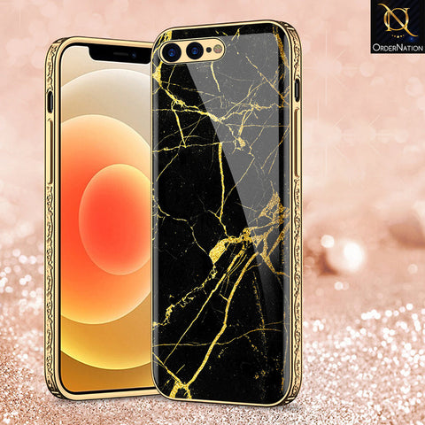 iPhone 8 Plus / 7 Plus Cover - Black Marble Series - Premium Electroplated Shutterproof Case Soft Silicon Borders Case