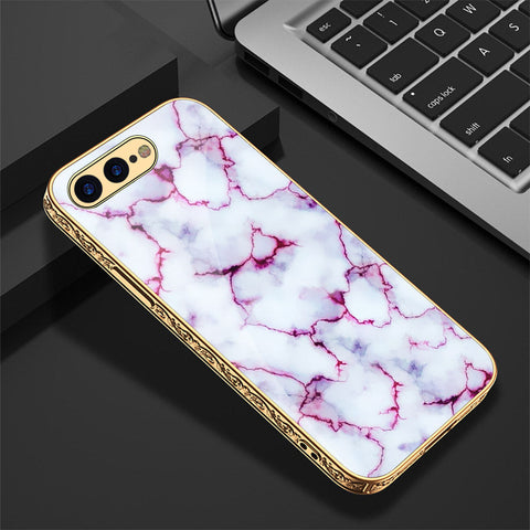 iPhone 8 Plus / 7 Plus Cover - White Marble Series - Premium Electroplated Shutterproof Case Soft Silicon Borders Case
