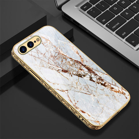 iPhone 8 Plus / 7 Plus Cover - White Marble Series - Premium Electroplated Shutterproof Case Soft Silicon Borders Case