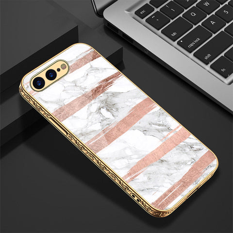 iPhone 8 Plus / 7 Plus Cover - White Marble Series - Premium Electroplated Shutterproof Case Soft Silicon Borders Case