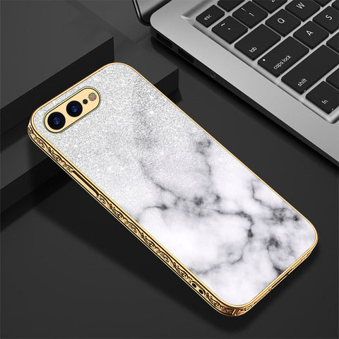 iPhone 8 Plus / 7 Plus Cover - White Marble Series - Premium Electroplated Shutterproof Case Soft Silicon Borders Case
