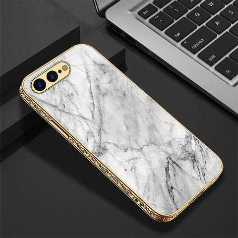 iPhone 8 Plus / 7 Plus Cover - White Marble Series - Premium Electroplated Shutterproof Case Soft Silicon Borders Case