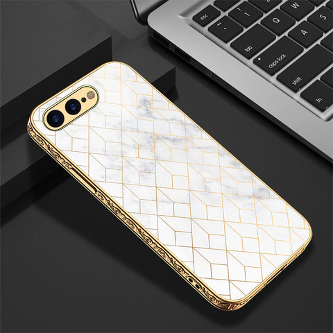 iPhone 8 Plus / 7 Plus Cover - White Marble Series 2 - Premium Electroplated Shutterproof Case Soft Silicon Borders Case