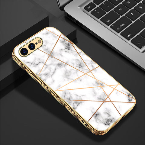 iPhone 8 Plus / 7 Plus Cover - White Marble Series 2 - Premium Electroplated Shutterproof Case Soft Silicon Borders Case