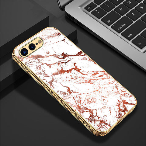 iPhone 8 Plus / 7 Plus Cover - White Marble Series 2 - Premium Electroplated Shutterproof Case Soft Silicon Borders Case