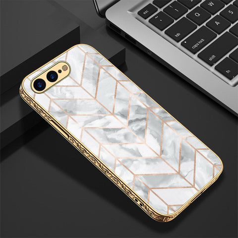 iPhone 8 Plus / 7 Plus Cover - White Marble Series 2 - Premium Electroplated Shutterproof Case Soft Silicon Borders Case