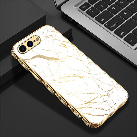 iPhone 8 Plus / 7 Plus Cover - White Marble Series 2 - Premium Electroplated Shutterproof Case Soft Silicon Borders Case