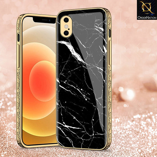 iPhone XS Max Cover - Black Marble Series - Premium Electroplated Shutterproof Case Soft Silicon Borders Case (Fast Delivery)(FS)
