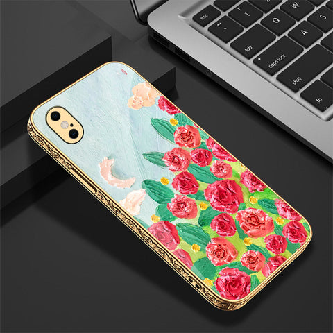 iPhone XS / X Cover - Floral Series - Premium Electroplated Shutterproof Case Soft Silicon Borders Case