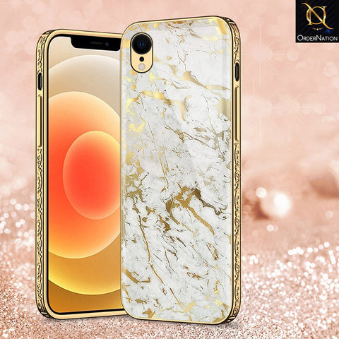 iPhone XR Cover - White Marble Series - Premium Electroplated Shutterproof Case Soft Silicon Borders Case