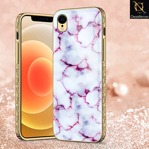 iPhone XR Cover - White Marble Series - Premium Electroplated Shutterproof Case Soft Silicon Borders Case
