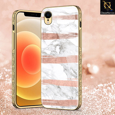 iPhone XR Cover - White Marble Series - Premium Electroplated Shutterproof Case Soft Silicon Borders Case