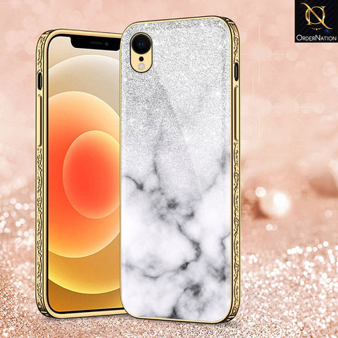 iPhone XR Cover - White Marble Series - Premium Electroplated Shutterproof Case Soft Silicon Borders Case