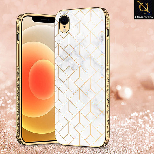 iPhone XR Cover - White Marble Series 2 - Premium Electroplated Shutterproof Case Soft Silicon Borders Case