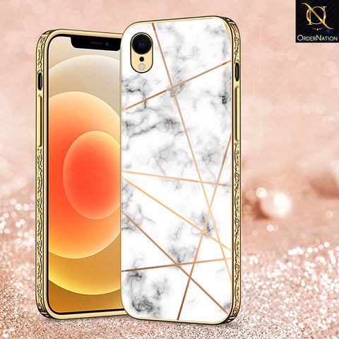 iPhone XR Cover - White Marble Series 2 - Premium Electroplated Shutterproof Case Soft Silicon Borders Case