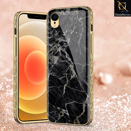 iPhone XR Cover - Black Marble Series - Premium Electroplated Shutterproof Case Soft Silicon Borders Case