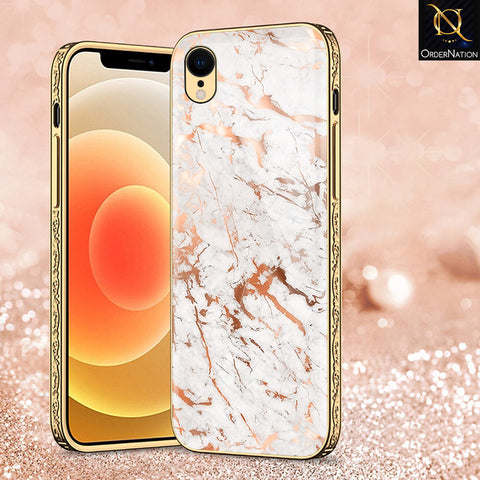 iPhone XR Cover - White Marble Series 2 - Premium Electroplated Shutterproof Case Soft Silicon Borders Case