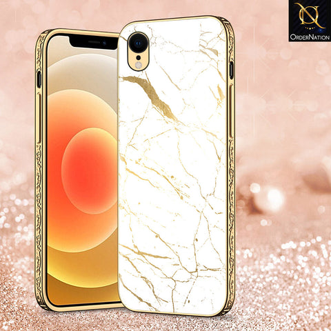 iPhone XR Cover - White Marble Series 2 - Premium Electroplated Shutterproof Case Soft Silicon Borders Case