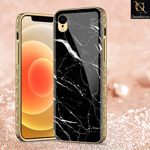 iPhone XR Cover - Black Marble Series - Premium Electroplated Shutterproof Case Soft Silicon Borders Case
