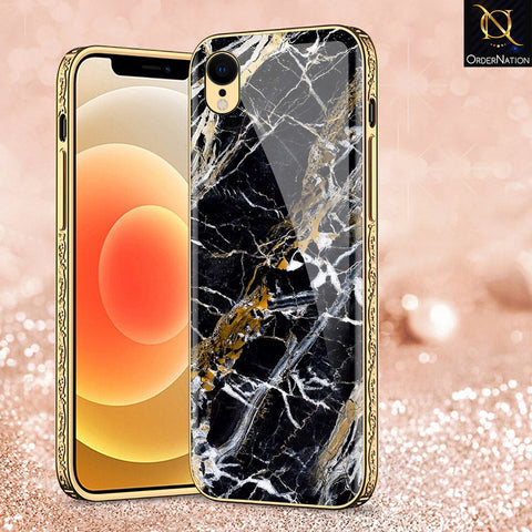 iPhone XR Cover - Black Marble Series - Premium Electroplated Shutterproof Case Soft Silicon Borders Case